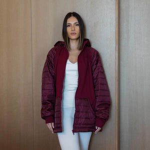 Contrasting puffer sleeves jacket - Maroon