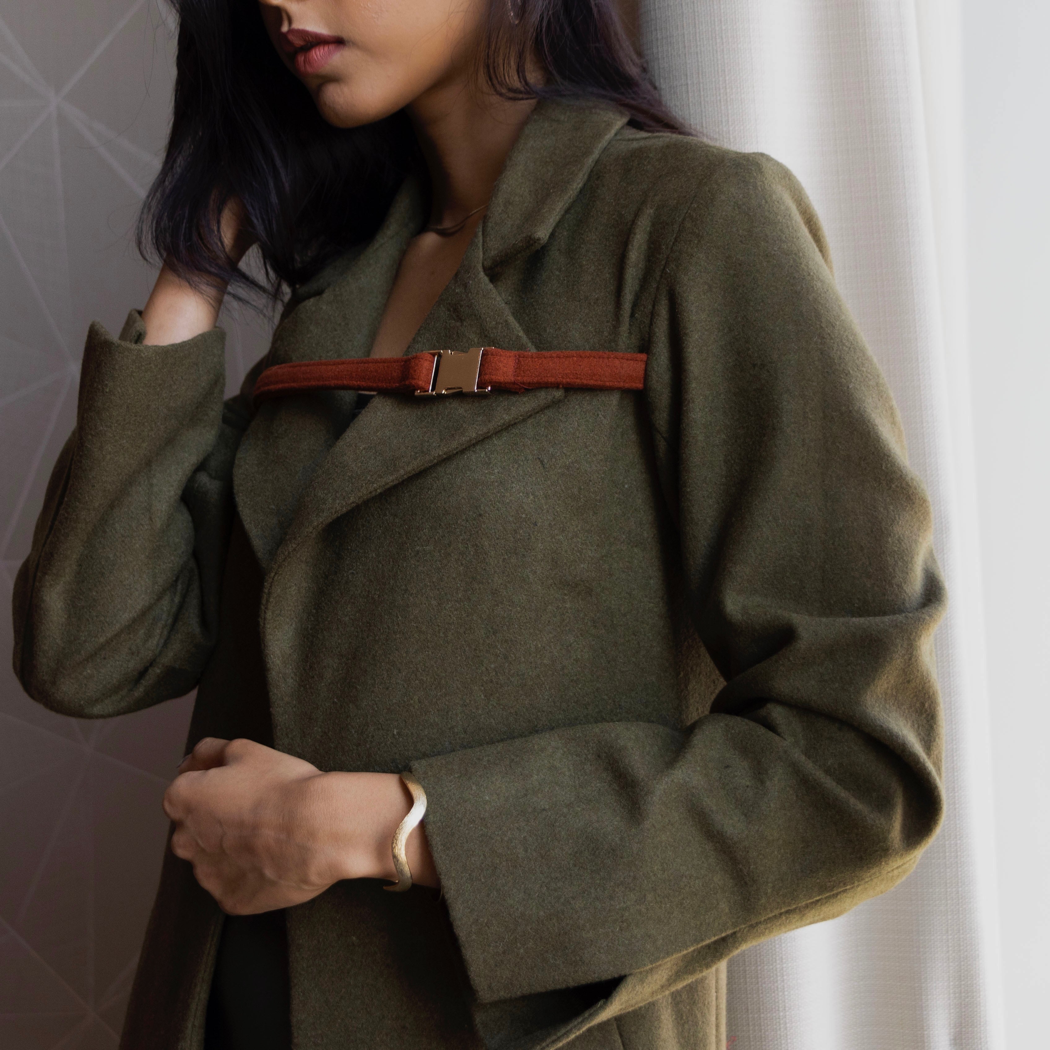 Buckle-detail trench jacket