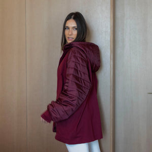 Contrasting puffer sleeves jacket - Maroon